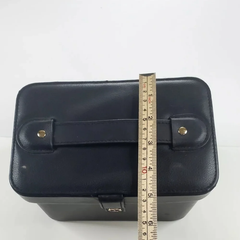 Sonia Kashuk Small Makeup Carrier Faux Leather Black Square Magnetic Enclosure